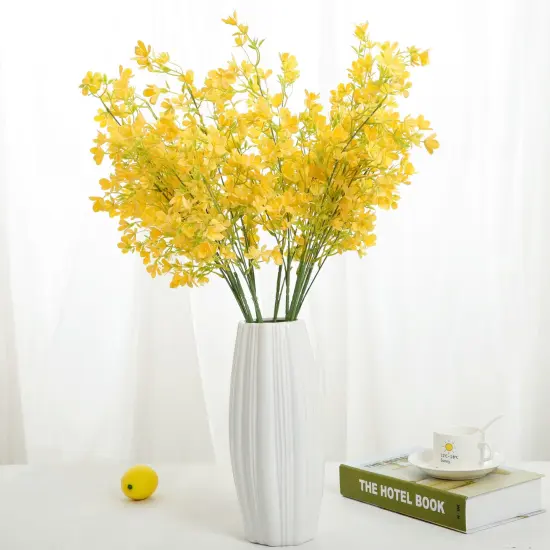 Grand Verde Forget-Me-Not Tall Artificial Flowers 29&rdquo; Long Stems Real-Touch Faux Bouquet, 5pcs Bundle Yellow {4}