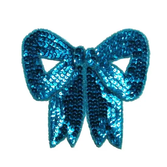 6" x 5 1/2" Bow Sequin Applique/Patch AquaBlue {1}