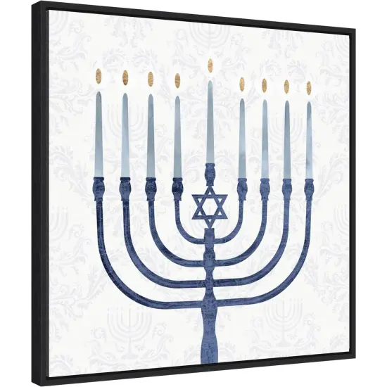 Sophisticated Hanukkah II by Victoria Borges Canvas Wall Art Print Framed Grey {6}