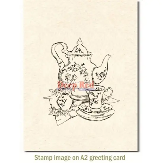 Deep Red Stamps Tea Set Rubber Stamp 2.9 x 3.1 inches {3}