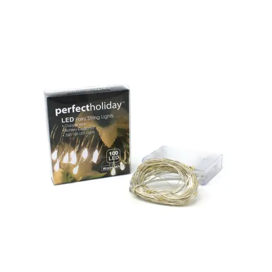 Perfect Holiday 100 LED Copper Battery String Light White {5}