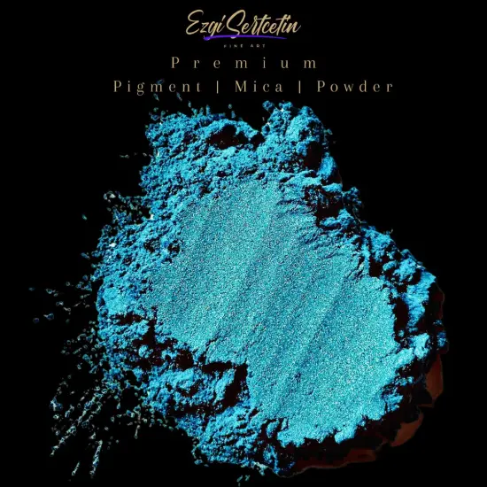 Premium Pigment Powder 50g | Authentic Unique & Bright Pearlescent Metallic and Neon Colors | Especially Formulated for Artwork, Resin, Slime, Plasticine and more by Ezgi Sertcetin Losh turquoise {1}