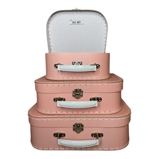 Pink Paperboard Suitcase Decorative Storage Box - Set of 3 or 1 Box of Specific Design {4}
