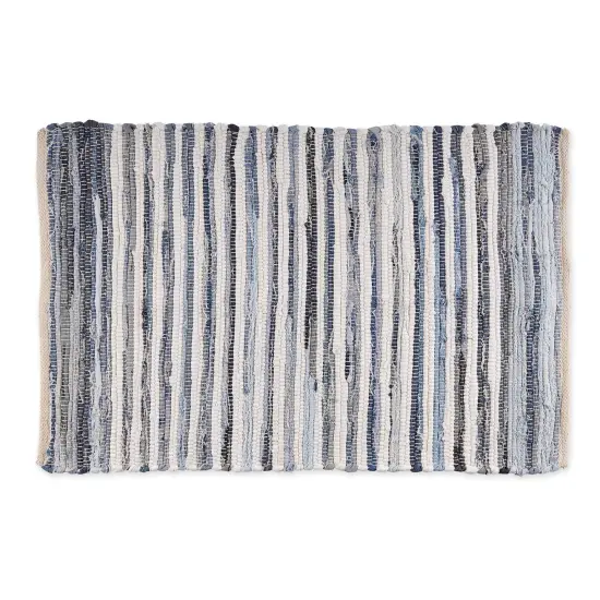 DII Stonewash Blue & White 2-Tone Ribbed Table Runner {1}