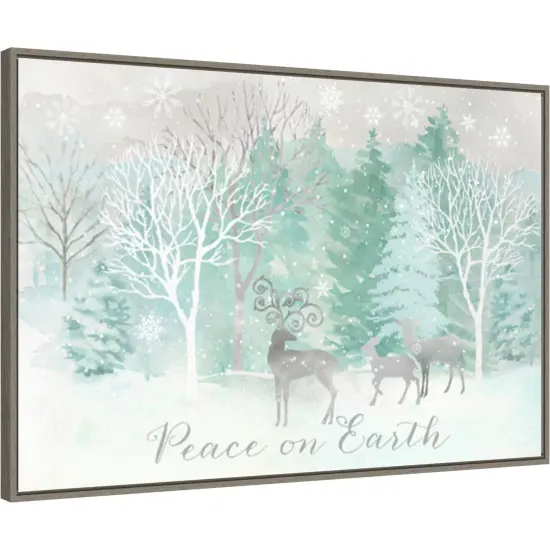 Peace on Earth Silver landscape by Cynthia Coulter 33-in. W x 23-in. H. Canvas Wall Art Print Framed in Grey {1}