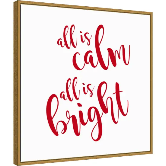 All is Calm Script Red by Amanti Art Portfolio 22-in. W x 22-in. H. Canvas Wall Art Print Framed in Gold {1}