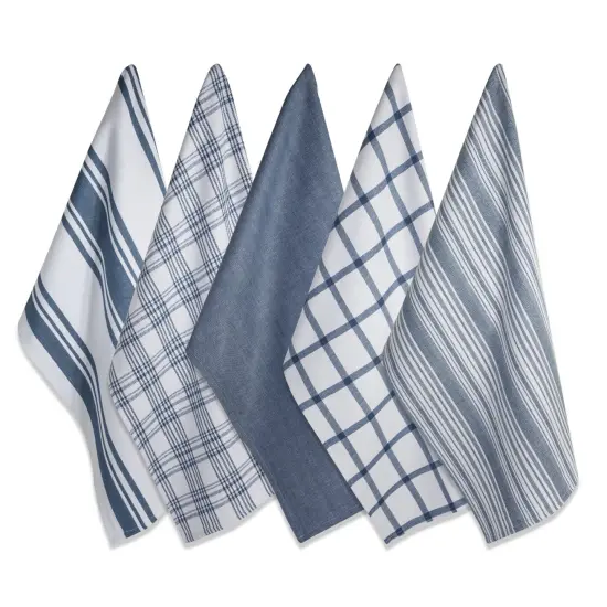 DII Assorted Stone Blue Woven Dishtowel (Set of 5) {1}