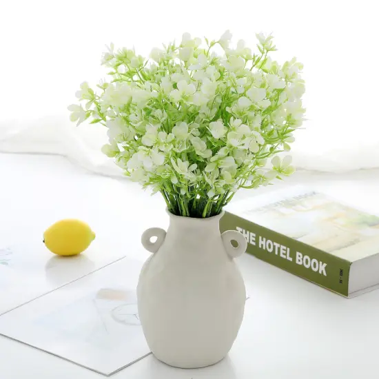Grand Verde Myosotis Artificial Flowers Real Touch Plastic Faux Bouquets Fake Floral Greenery Stems - 10pcs Bulk White {4}