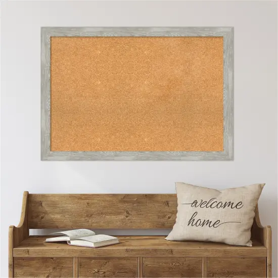 Cork Board, Dove Greywash Narrow Frame - Bulletin Board, Organization Board, Pin Board {6}