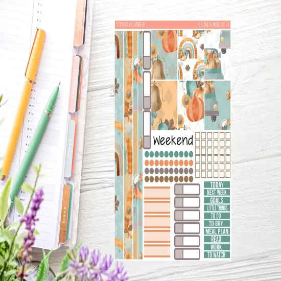 Autumn Rain Sticker Kit (for 7x9 vertical planners)&hellip; {2}