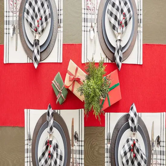 DII Tango Red Ribbed Table Runner 13x72 {2}