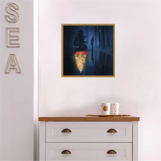 The Hope of Christmas (Tree) by Terry F Canvas Wall Art Print Framed Gold {5}