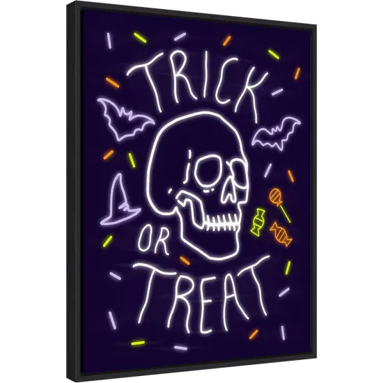 Neon Halloween I by Victoria Barnes 18-in. W x 24-in. H. Canvas Wall Art Print Framed in Black {1}