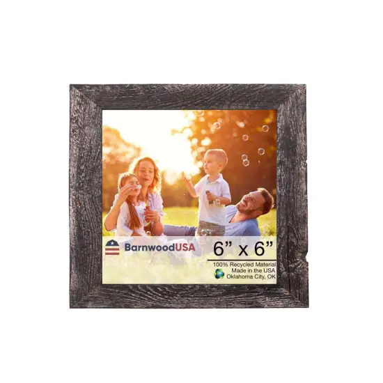 Rustic Farmhouse Standard 6 in. x 6 in. Tabletop Reclaimed Wood Picture Frame Black {1}
