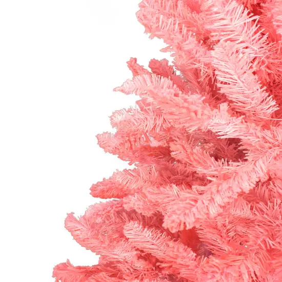 Perfect Holiday 6' Light Pink Flocked Kodiak Tree with Metal Stand {2}