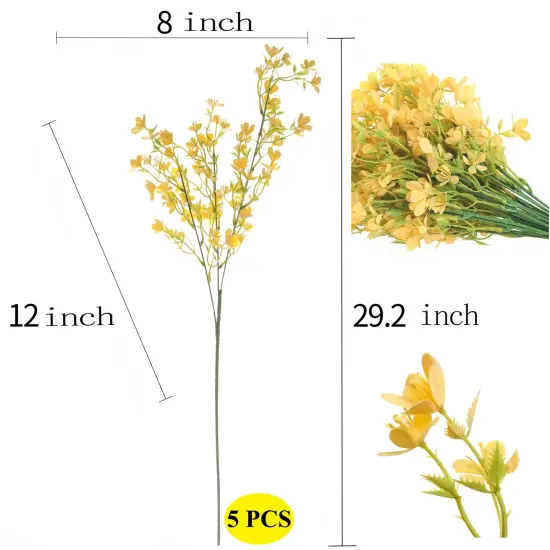 Grand Verde Forget-Me-Not Tall Artificial Flowers 29&rdquo; Long Stems Real-Touch Faux Bouquet, 5pcs Bundle Yellow {2}