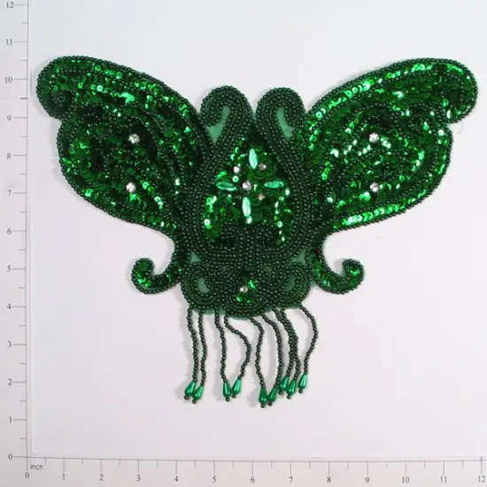 Designer Butterfly Sequin Applique/Patch Kelly Green {1}