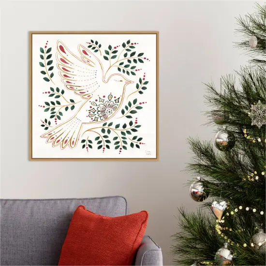 Holiday Sparkle VIII by Dina June 22-in. W x 22-in. H. Canvas Wall Art Print Framed in Natural {5}