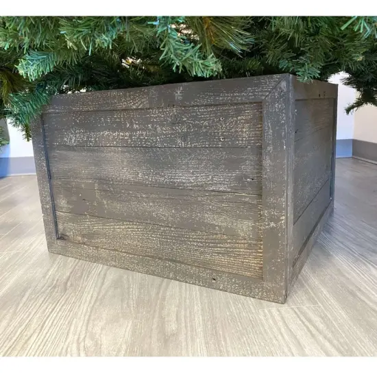 Rustic Farmhouse Large 27" Reclaimed Wooden Christmas Tree Box Collar Brown {4}
