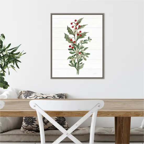 Christmas Moments V (Holly) by Silvia Vassileva Canvas Wall Art Print Framed Grey {4}