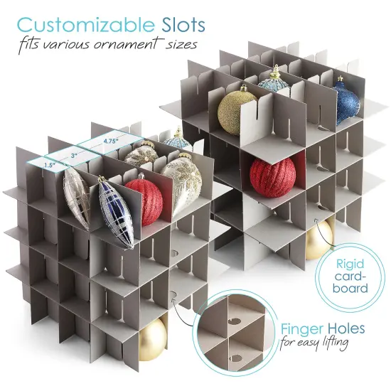 Hearth & Harbor Large Christmas Ornament Storage Box With Adjustable Dividers {7}