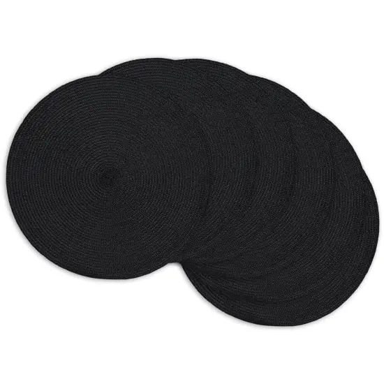 DII Black Placemat Set, 15" Dia, 6 Piece {1}