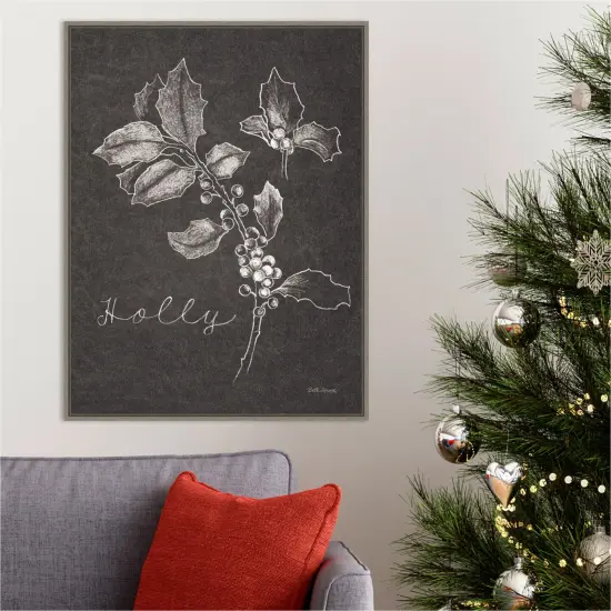 Black and White Chalkboard Christmas II by Beth Grove 23-in. W x 30-in. H. Canvas Wall Art Print Framed in Grey {4}