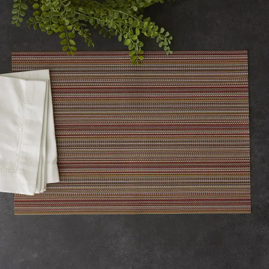 PLACEMAT TANGO RED MICRO STRIPE Set of 6 {3}