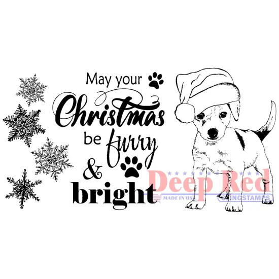Deep Red Stamps Furry Christmas Rubber Cling Stamp 4.2 x 2.2 inches {1}