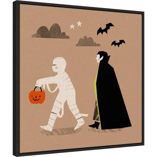 Halloween Mummy Vampire Graphic IV by Victoria Barnes 22-in. W x 22-in. H. Canvas Wall Art Print Framed in Black {1}