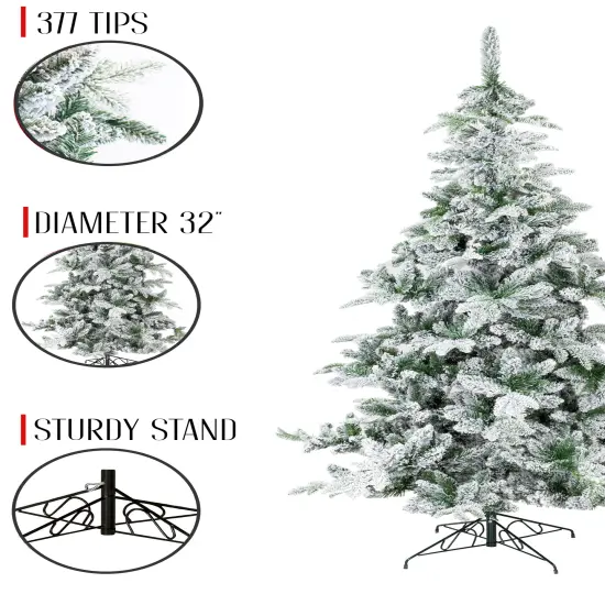 Perfect Holiday Alpine Fir Artificial Christmas Tree - Snow Flocked {2}