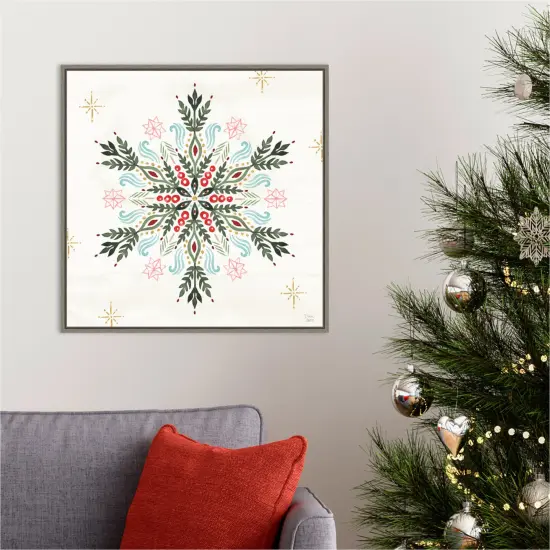 Winter Moment XI by Dina June 22-in. W x 22-in. H. Canvas Wall Art Print Framed in Grey {5}