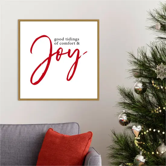 Tidings of Comfort and Joy by Amanti Art Portfolio 22-in. W x 22-in. H. Canvas Wall Art Print Framed in Gold {5}