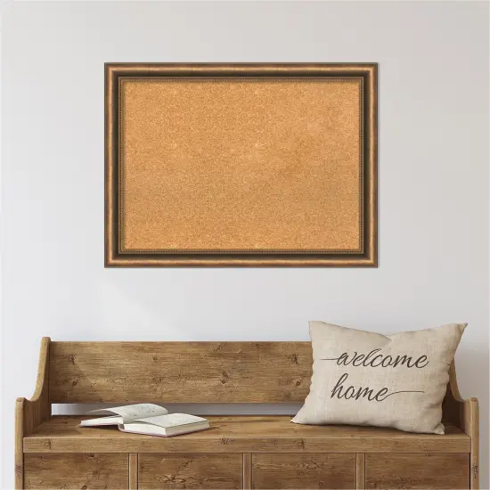 Natural Cork Board (32 in. x 24 in.), Manhattan Bronze Narrow Wood Frame - Bulletin Board, Organization Board, Pin Board {5}