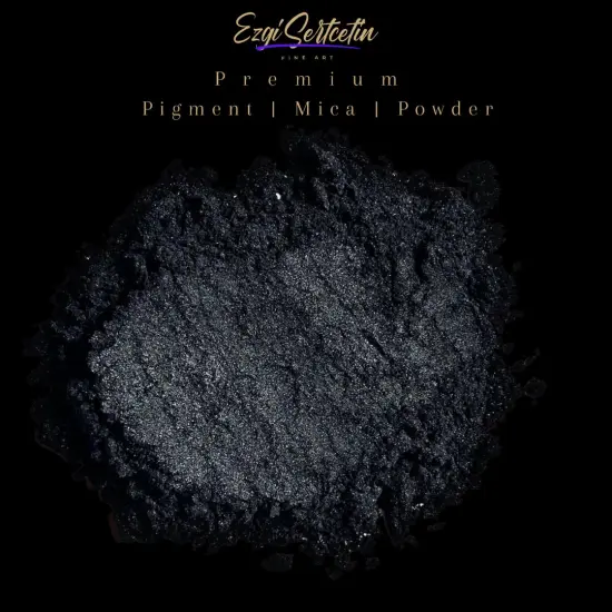 Premium Pigment Powder 50g | Authentic Unique & Bright Pearlescent Metallic and Neon Colors | Especially Formulated for Artwork, Resin, Slime, Plasticine and more by Ezgi Sertcetin Comet black {1}