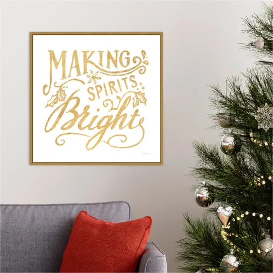 White and Bright Christmas I by Danhui Nai 22-in. W x 22-in. H. Canvas Wall Art Print Framed in Gold {4}