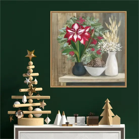 Natural Holiday by Julia Purinton 22-in. W x 22-in. H. Canvas Wall Art Print Framed in Natural {4}