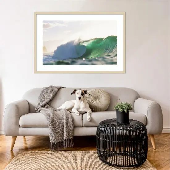 Hawaiian Green Wave At Pipeline by Design Pics Danita Delimont Wood Framed Wall Art Print 41 in. W x 28 in. H {5}