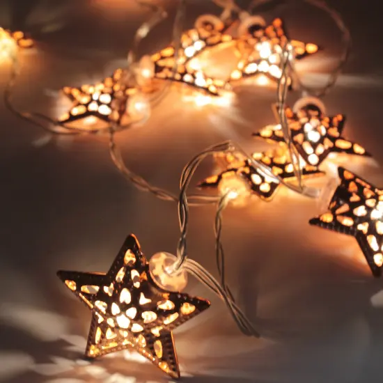 Perfect Holiday 10 LED String Light With Rose Gold Small Metal Star - Warm White {1}