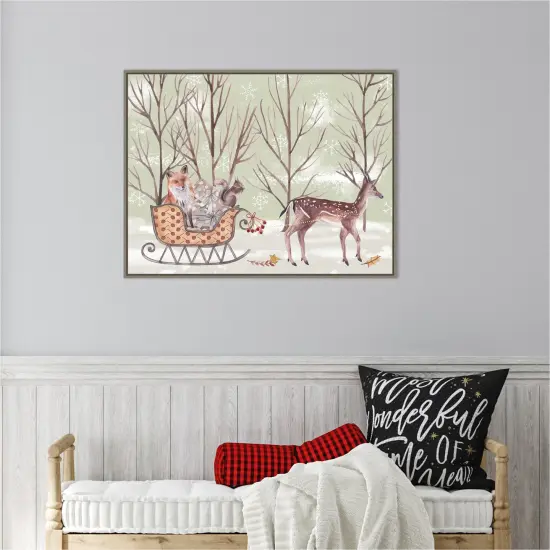 Christmas Time I by Melissa Wang 30-in. W x 23-in. H. Canvas Wall Art Print Framed in Grey {4}
