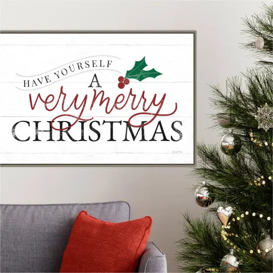 Vintage Christmas IV RG by Becky Thorns 33-in. W x 23-in. H. Canvas Wall Art Print Framed in Grey {4}