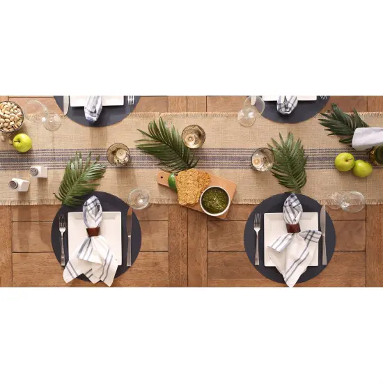 DII Stonewash Blue Round PVC Doubleframe Placemat 6 Piece {5}