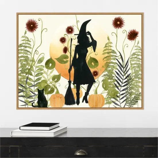 The Witchs Garden II by Grace Popp 30-in. W x 23-in. H. Canvas Wall Art Print Framed in Natural {4}