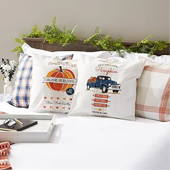 DII Asst Autumn Plaid And Print Pillow Cover 18x18 inch, 4 Piece {4}