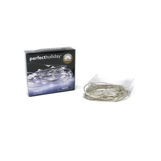 Perfect Holiday 40 LED Timer Silver Copper Fairy Light - White {2}