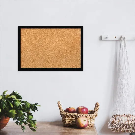 Natural Cork Board (19 in. x 13 in.), Svelte Noir Black Wood Frame - Bulletin Board, Organization Board, Pin Board {6}