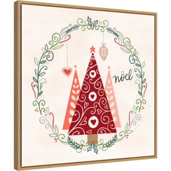 Hygge Christmas III by Noonday Design 22-in. W x 22-in. H. Canvas Wall Art Print Framed in Natural {1}