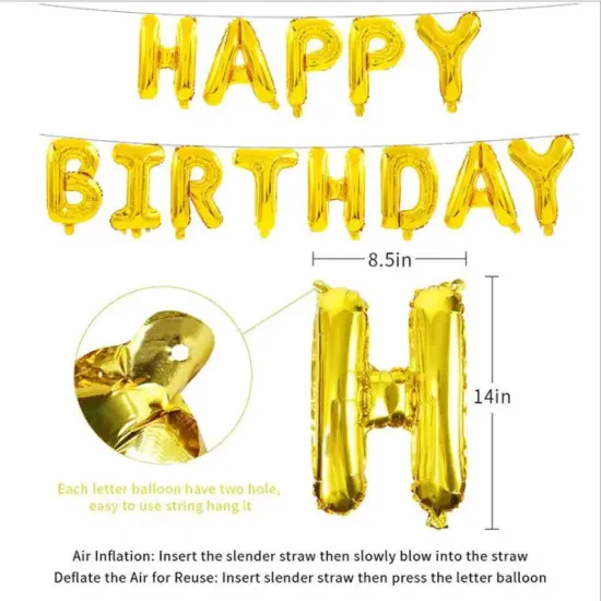 16 inch 3D Gold Happy Birthday Balloons Foil Letters Balloons {5}