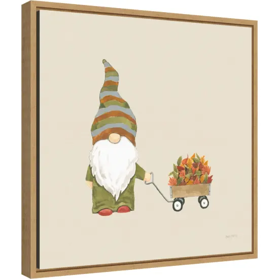 Harvest Gnomes II Neutral by Jenaya Jackson 16-in. W x 16-in. H. Canvas Wall Art Print Framed in Natural {1}