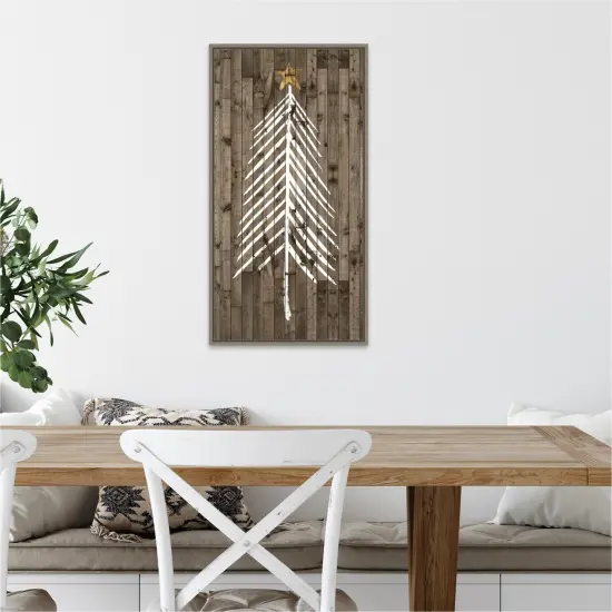 Wooded Whimsy I (Tree) by Grace Popp 14-in. W x 27-in. H. Canvas Wall Art Print Framed in Grey {4}